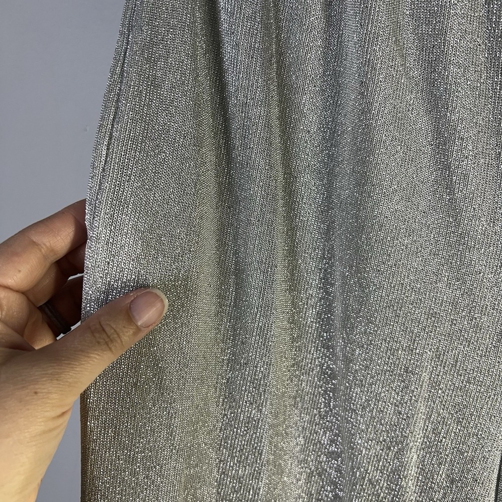 Gepetto Womens Sz Medium Silver Metallic Palazzo Pants Party Retro Vintage Glam - Picture 6 of 16